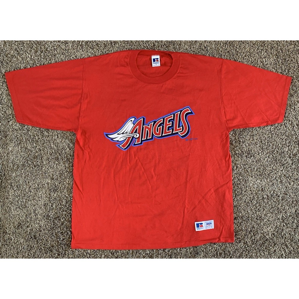 Vintage‎ Anaheim Angels Shirt Mens Large Red Russell Athletic 1998 Made In USA